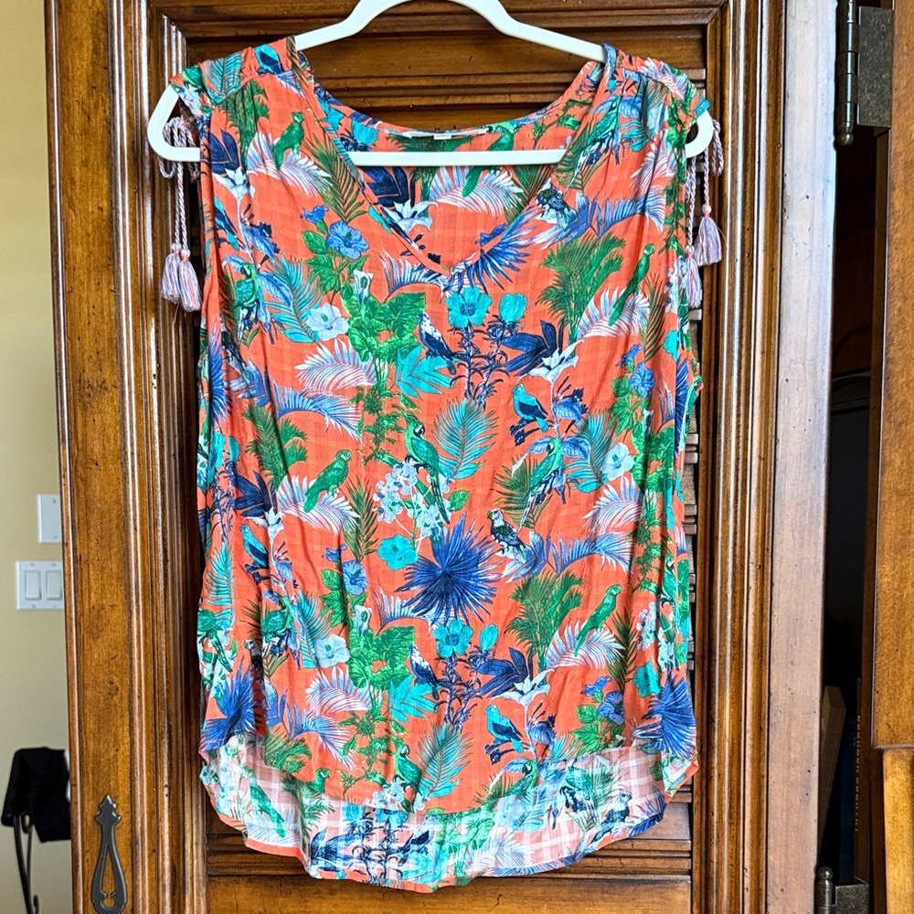 Jane and Delancey Vibrant Tropical Print Tank Top